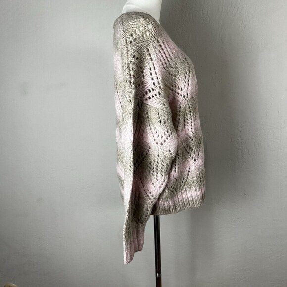 SANCTUARY Pointelle Sweater Pullover Open Knit Pink Moonlight NWT‎ Size Large - Picture 7 of 11